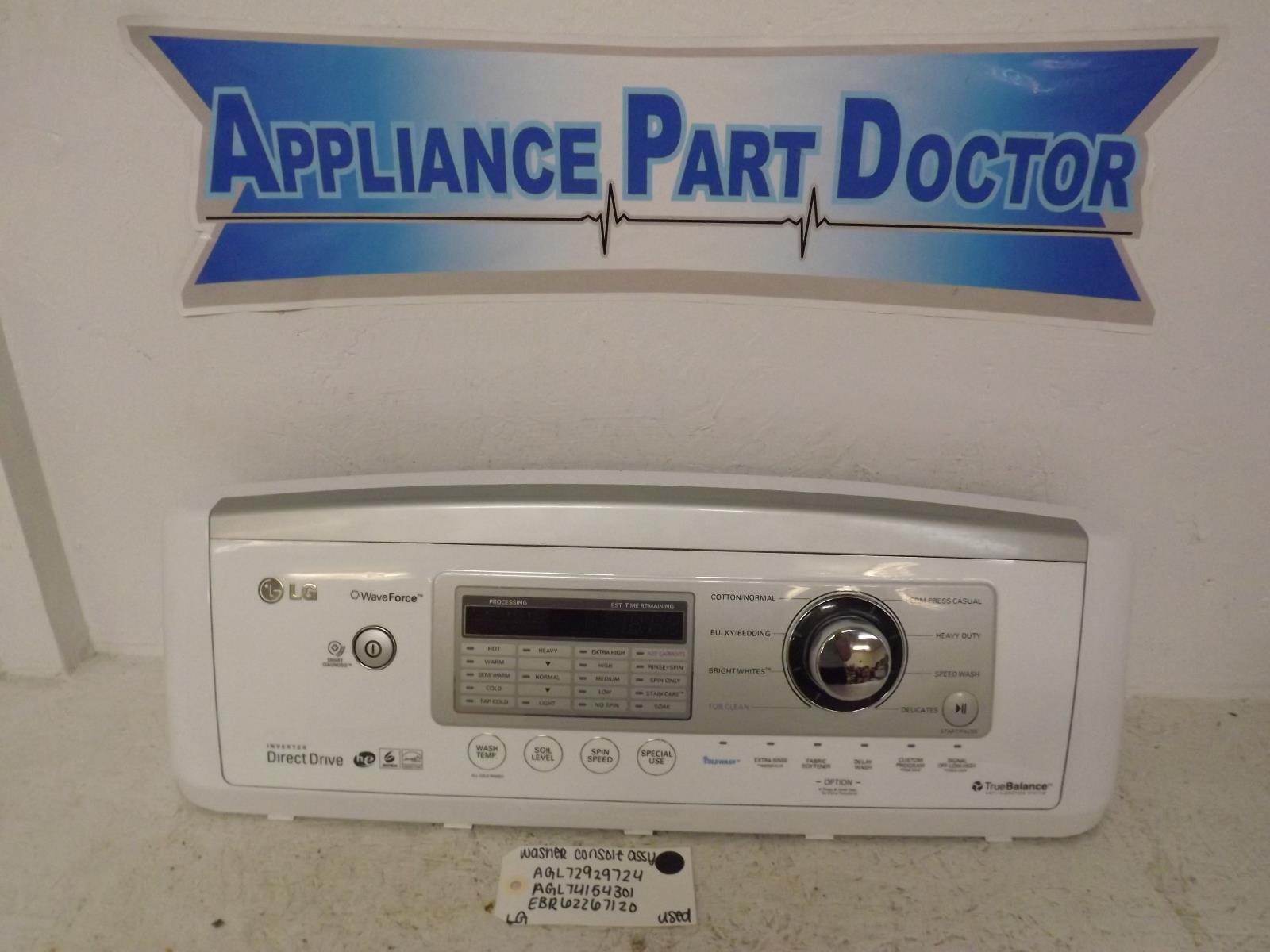 LG Washer AGL72929724 AGL74154301 EBR62267120 Console Assembly Used LG Washer AGL72929724 AGL74154301 EBR62267120 Console Assembly Used